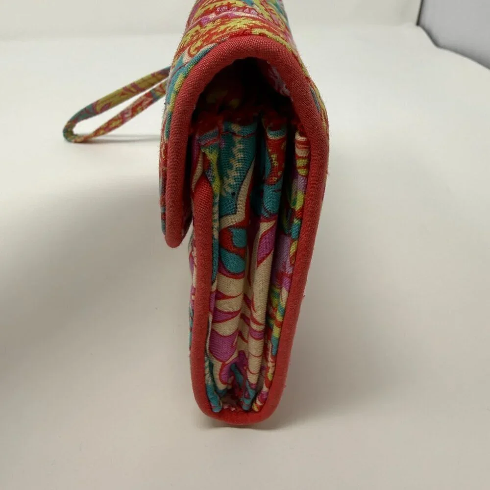 Vera Bradley Turn Lock Wrist Wallet Paisley In Paradise Quilted Wristlet Purse